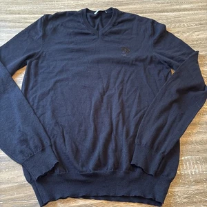 Versace Collection Sweater Mens XL Black 100% Wool Pullover Crew-Neck - Picture 1 of 6