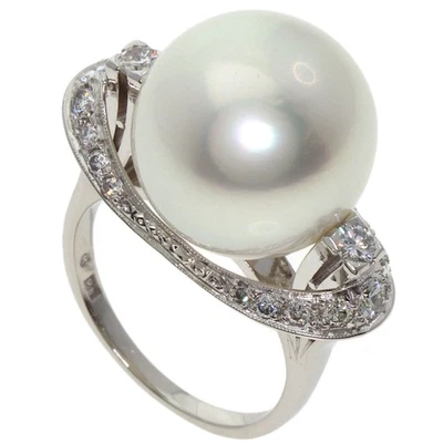 Anillo de diamantes con perlas MIKIMOTO platino damas [usado] Foto 1 de 4