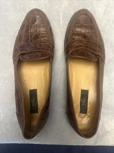Zelli Italien Gen. Krokodil Braun Handgefertigt Herren Slipper Penny Halbschuhe Größe 11M. - Bild 1 von 9