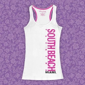 2000s Surf Style White and Pink Fitted Sleeveless Tank Top | Size L - Bild 1 von 5
