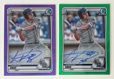 2020 Bowman Chrome 2x CHRISTIAN KOSS purple /250 & green refractor auto /99 1st - Image 1 of 2