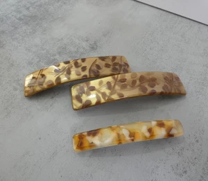 Juego de 3 pasadores pinza para el pelo de colección hechos en Francia 4" metal acrílico sin marca - Imagen 1 de 12