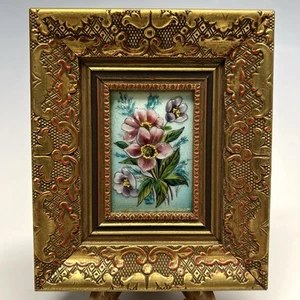 Limoges Enamel Floral Miniature by Jean-Paul Loup, Framed 4.5x5.5” - Picture 1 of 5