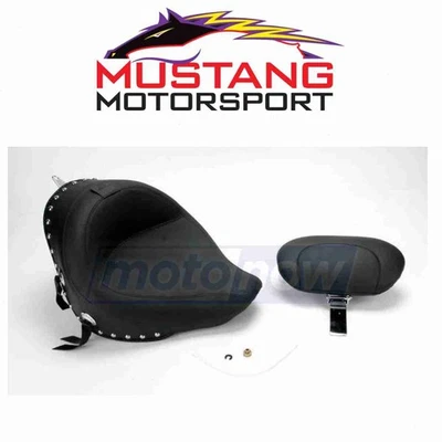 Mustang Studded Wide Solo Seat with Removable Backrest for 2010-2016 Harley fa Foto 1 de 4