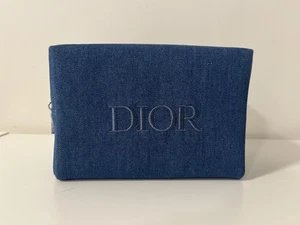 ¡Nuevo! Bolso sin asas Christian Dior Denim Azul Cosmético Maquillaje Cremallera - Imagen 1 de 4