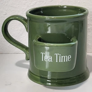 Green Tea Mug Cup with Tea Bag Holder Ceramic By DEI  - Picture 1 of 9