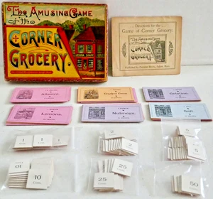 1st Editiion 1887 GAME OF CORNER GROCERY GEO S. PARKER / PARKER BROS. COMPLETE! - Picture 1 of 19