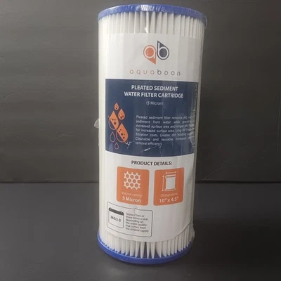 Big Blue 5µm Pleated Washable Sediment Water Filter 10"x4.5" by Aquaboon - Image 1 of 4