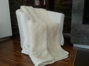 Wolldecke Kaschmir Prestige Naturhaardecke Wohndecke Kuscheldecke- Ecru - Picture 1 of 5