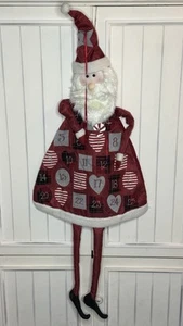 Whimsical Santa Claus Fabric Hanging Pocket Advent Calendar 50” Holiday Decor - Picture 1 of 4