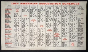 AMERICAN ASSOCIATION LEAGUE SPIELPLAN 1954 - Bild 1 von 1