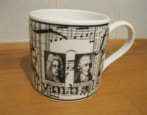 Wedgwood Komponisten Noten Violinen Bone China schwarz & weiß Kaffeebecher - Bild 1 von 6