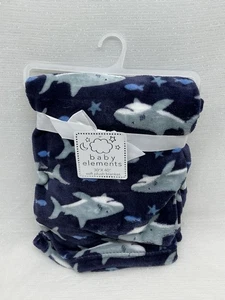 Baby Elements Plush Blue Shark Fish Blanket Lovey Soft NWT Boy Ocean Security - Picture 1 of 11