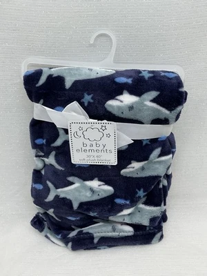 Manta Baby Elements Felpa Azul Tiburón Pez Lovey Suave Nueva con Etiquetas Niño Seguridad Oceánica Foto 1 de 4