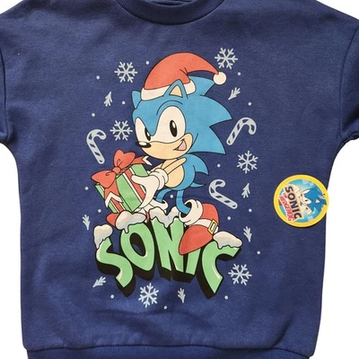 Sonic the Hedgehog Sudadera Navidad Niños Azul Vacaciones Sega Talla S (6-7) Nueva Foto 1 de 4