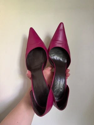 Vintage Balenciaga Pink Leather Pointed Toe Kitten Heels - Image 1 of 4