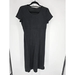 Allyson II Womens Sz 12 Midi Length T Shirt Dress Solid Black Short Sleeve - Picture 1 of 4