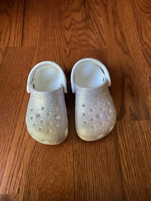 Crocs White Glitter Clogs Size 7 - Image 1 of 4