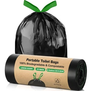 25 Portable Camping Toilet Bags Drawstring, 8 Gal Compost Portable Toilet Bag... - Picture 1 of 8