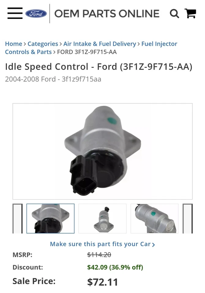 Válvula de control de aire de ralentí genuina Motorcraft CX-1899 Foto 1 de 4