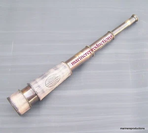 Victorian Style Spyglass Scope Kelvin & Hughes Antique Brass Leather Telescope - Picture 1 of 6