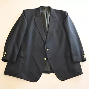 Vtg USA Made 58R Navy Blue Hopsack Wool Mens Blazer Sport Coat Jacket - Picture 1 of 24