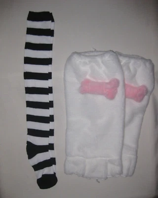 Kawaii Rayas Sobre la Rodilla Calcetines y Arco Decoración Polar Calentadores de Piernas Nip Años 80 Retro Foto 1 de 2