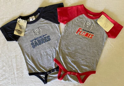 Soft As A Grape NHL Boys Infant Creeper, Calgary Flames, Buffalo Sabres 12M 18M - Image 1 of 3