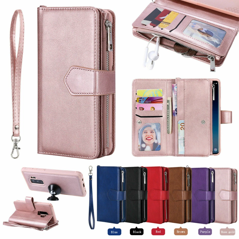 Funda tipo billetera de cuero con cremallera extraíble para Samsung S20 S10 S8 S9 Plus Note 10 9 8 Foto 1 de 4