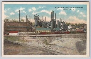 Bethlehem Steel Co's Öfen Libanon Pennsylvania PA Postkarte WB - Bild 1 von 2