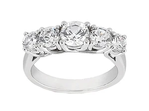 5Stone 0.70ct Diamond Wedding Band Ring Silver Round Brilliant JK I1-I2 Prong - Picture 1 of 3