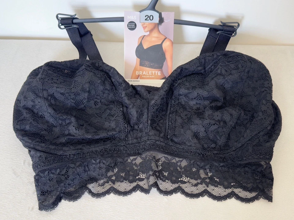 Ex M&S Marks and Spencer Womens Fuller Bust Bralette In Black Size 8,18,20,22 - Image 1 of 4