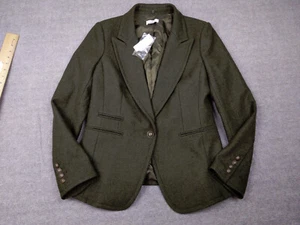 NWT Ann Taylor LOFT Women 12 Green Olive Melton 54% Wool Jacket Coat Blazer $138 - Picture 1 of 17