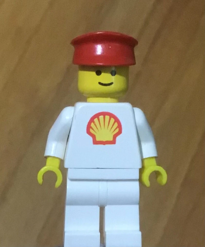 LEGO Car Truck Classic TOWN Shell Worker Minifig, Solid Stud Head, Logo, Sticker - Image 1 of 1