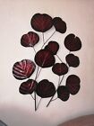 Dark Red Gorgeous Metallic Shiny Large Leaf Wall Decoration Excellent Condition