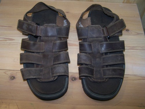 Sandali Timberland punta aperta pescatore pelle marrone slip on 86004 uomo 12M A10