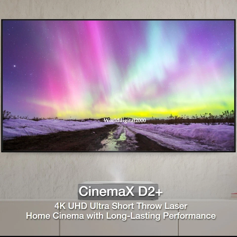 Optoma D2+ 4K Ultra Short Throw Laser Projector 3,000 Lumens HDR 10 120Hz-White - Image 1 of 1