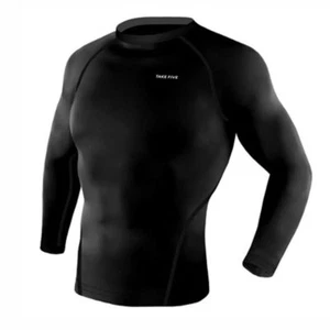 Take Five Mens Skin Tight Compression Base Layer Running Shirt S~2XL Black NT001 - Bild 1 von 7