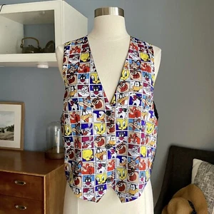 Vtg 1994 Looney Tunes Button Front Vest Youth One Size 90s NWT - Picture 1 of 8