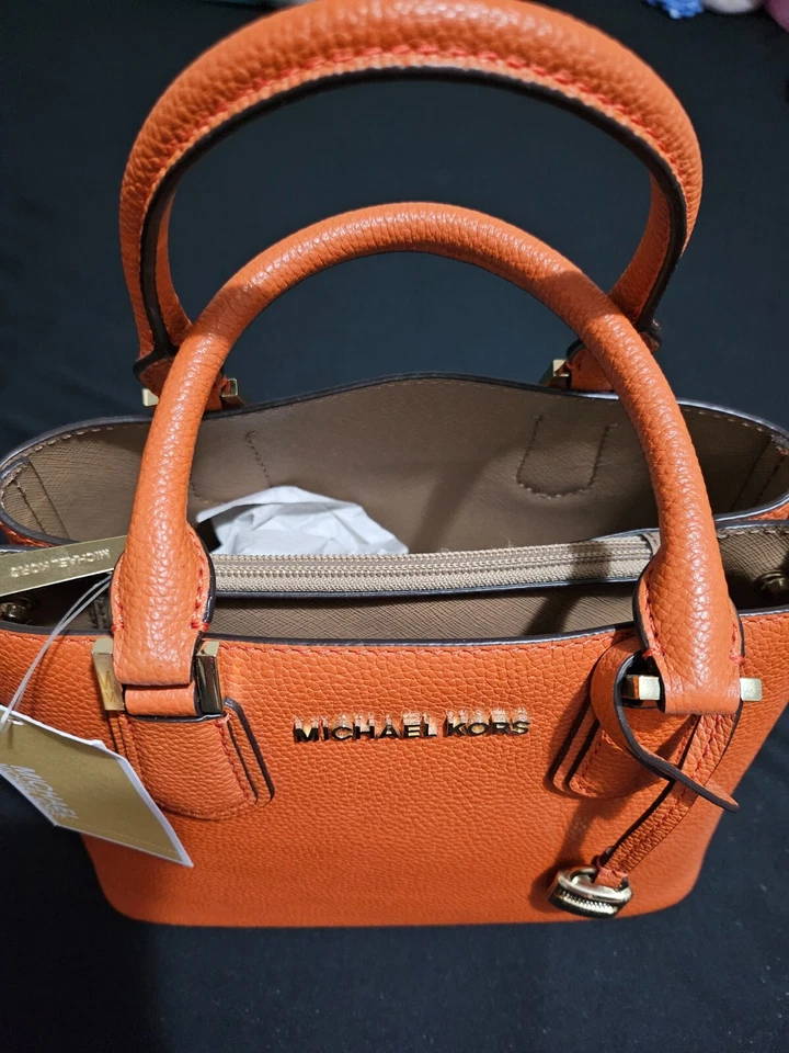 Michael Kors Adele Leather Messenger Crossbody Satchel Persm/dkkhki