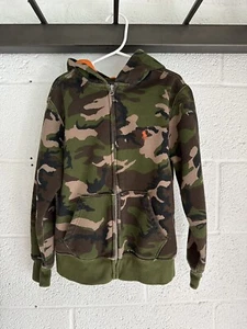 EUC Polo Ralph Lauren Hoodie Boys SZ 8 Camouflage Orange Zip Cotton Blend Fleece - Picture 1 of 10