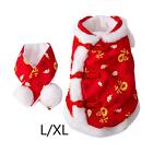 Chinese Tang Suit Winter Puppy Clothes with Scarf Dog Cat Costume Cold Weather