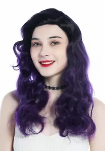 Wig Ladies Long Parting Opulent Wavy Diva 30er Ombre Black Purple Wig - Picture 1 of 6