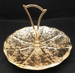 Vintage Weeping Gold Candy Tidbit Dish W/Handle (B16) - Picture 1 of 3