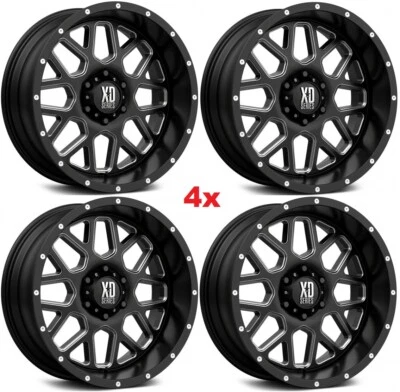 22X12 XD820 GRENADE WHEELS RIMS SIERRA RAM SILVERADO 1500 SATIN BLACK MILLED - Image 1 of 4