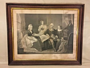 Washington y su familia después de pintar por C Schussele Engr por William Sartain - Imagen 1 de 12