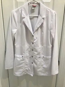 Dickies White Uniform Woman's Coat Jacket Snap Front Sz Medium EUC - Picture 1 of 6