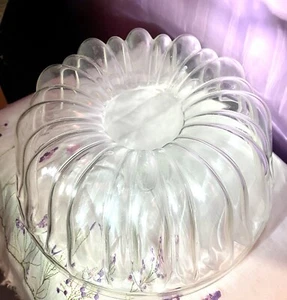 Vtg JENAER GLASS Clear Bundt Cake /Jello Mold 10 Cup Thin Glass 9.75” - Picture 1 of 9