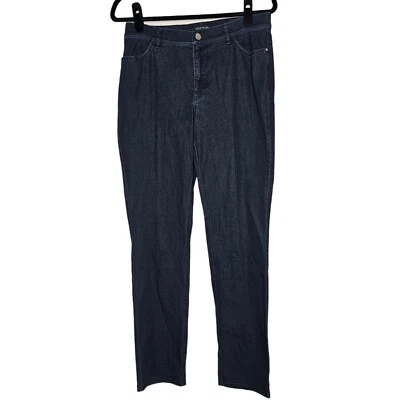 Pantalones de mezclilla Thompson ajustados pierna recta tiro medio elásticos Lafayette 148 talla 6 lavado oscuro Foto 1 de 4