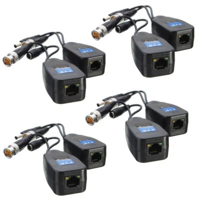 4 Pairs CCTV Coax BNC Video Power Balun Transceiver to CAT5e 6 RJ45 Connector - Image 1 of 4